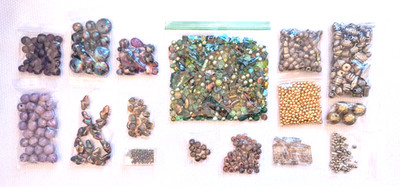 Lot of 16 Mixed New & Used Jewelry Making Beads & Spacers Metal Glass Plastic
