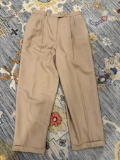 Vintage Talbots Wool Women s Pleated Cuffed Trousers Relaxed Fit Tan size 14