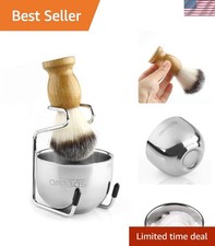 Space-Saving 3-in-1 Shaving Brush Set with Sturdy Stand - Perfect for All Skin