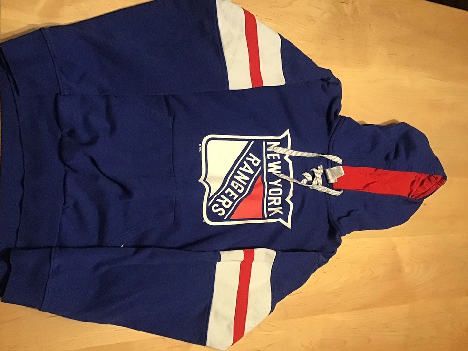 Sudadera con capucha New York Ranger azul. Talla m rojo blanco y azul. Tema de hockey con cordones NHL Foto 2 de 4