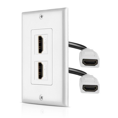 HDMI Wall Plate Dual 2 Port Socket Plug Jack Outlet Cover 4K Ethernet Pass-Thru
