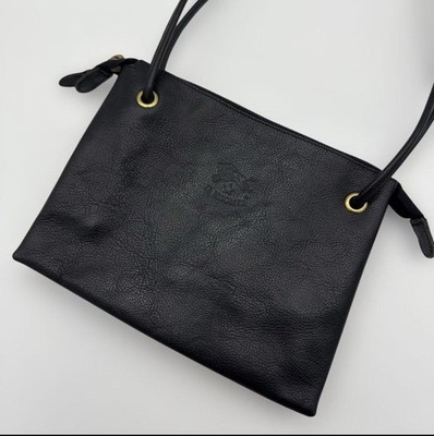 IL BISONTE Designer 2-Wege authentische Luxus Schulter Handtasche schwarz 22 ...
