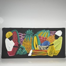 Signed Jamaican folk art painting Fruit Farmers Original Work