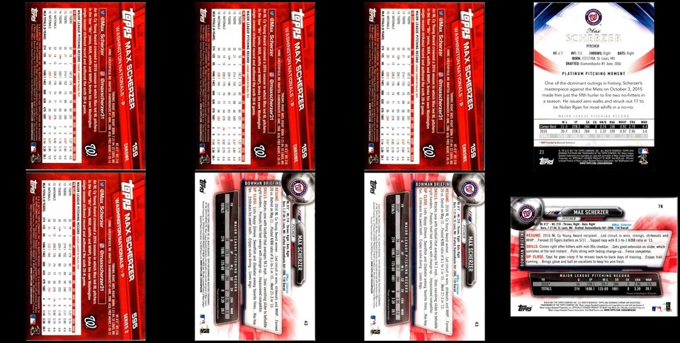 2017 Max Scherzer (20) Card Lot ADD SOME MAGIC TO YOUR COLLECTION