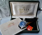 MENS 1958 OMEGA SEAMASTER DATE AUTO 503 DK BLUE DIAL ORIG BOX TAG GUARANTEE RARE