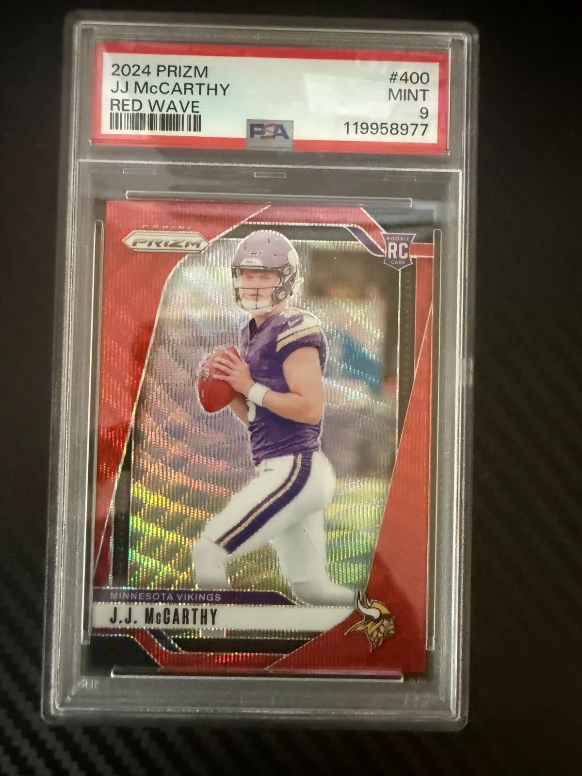 2024 Prizm #400 JJ McCarthy red wave #-149 rc PSA 9