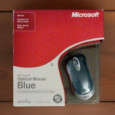 Microsoft Optical Mouse Blue PC| MAC| PS|2 -USB  New & Sealed Box