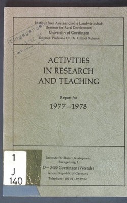 Activities in Research and Teaching, Report for 1977-1978; Universität Göttingen