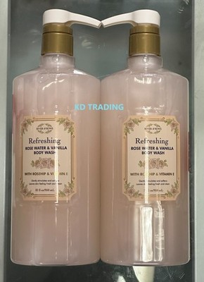 (2-Pk) RIVER & ROWE Refreshing ROSE WATER & VANILLA Rosehip Vitamin E BODY WASH