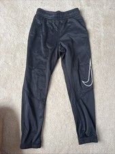 Nike Boys Active Dri-Fit Jogging Pants Elastic Waist Drawstring Black White L