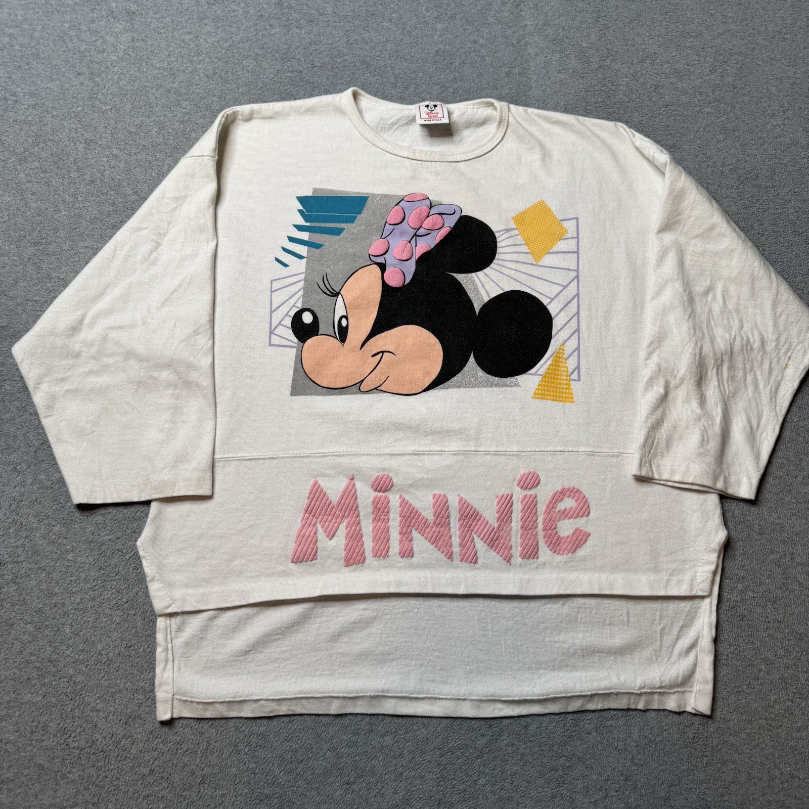 Vintage Disney T Shirt Womens Medium White Mickey Mouse Cropped Cartoons 90s