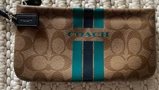 Vintage Coach Medium Logo Brown/Blue Wristlet NWOT