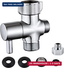 Bidet T Adapter, Brass T Adapter with Shut-off Valve, 3-way Tee Connector 7/8" x