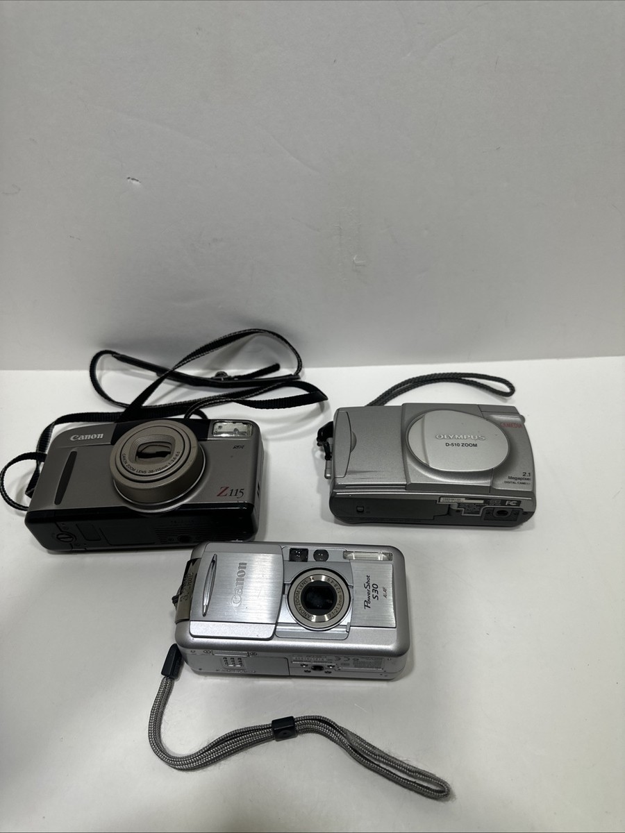 フィルムカメラ Canon Canon Z115 Film S30 Power Shot Olympus D-510 FOR PARTS Or Repair