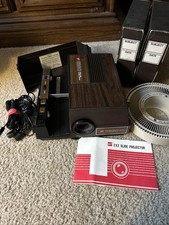 Vintage GAF 1680 35mm Slide Projector w/ 100-Slide Rotary Drum  Remote - TESTED