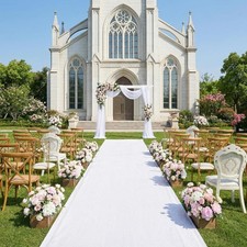 White Aisle Runner Wedding 2x15ft Shimmer Carpet Runner for Ceremony Sequin