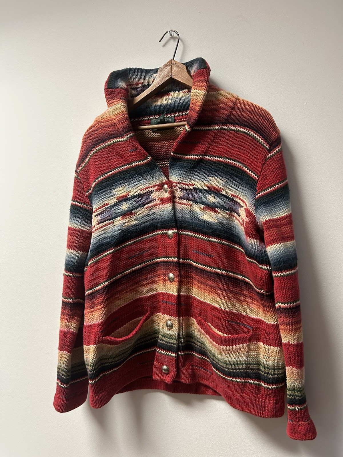 Ralph Lauren Hand Knit Aztec Southwest Pattern Size Medium Cardigan Sweater