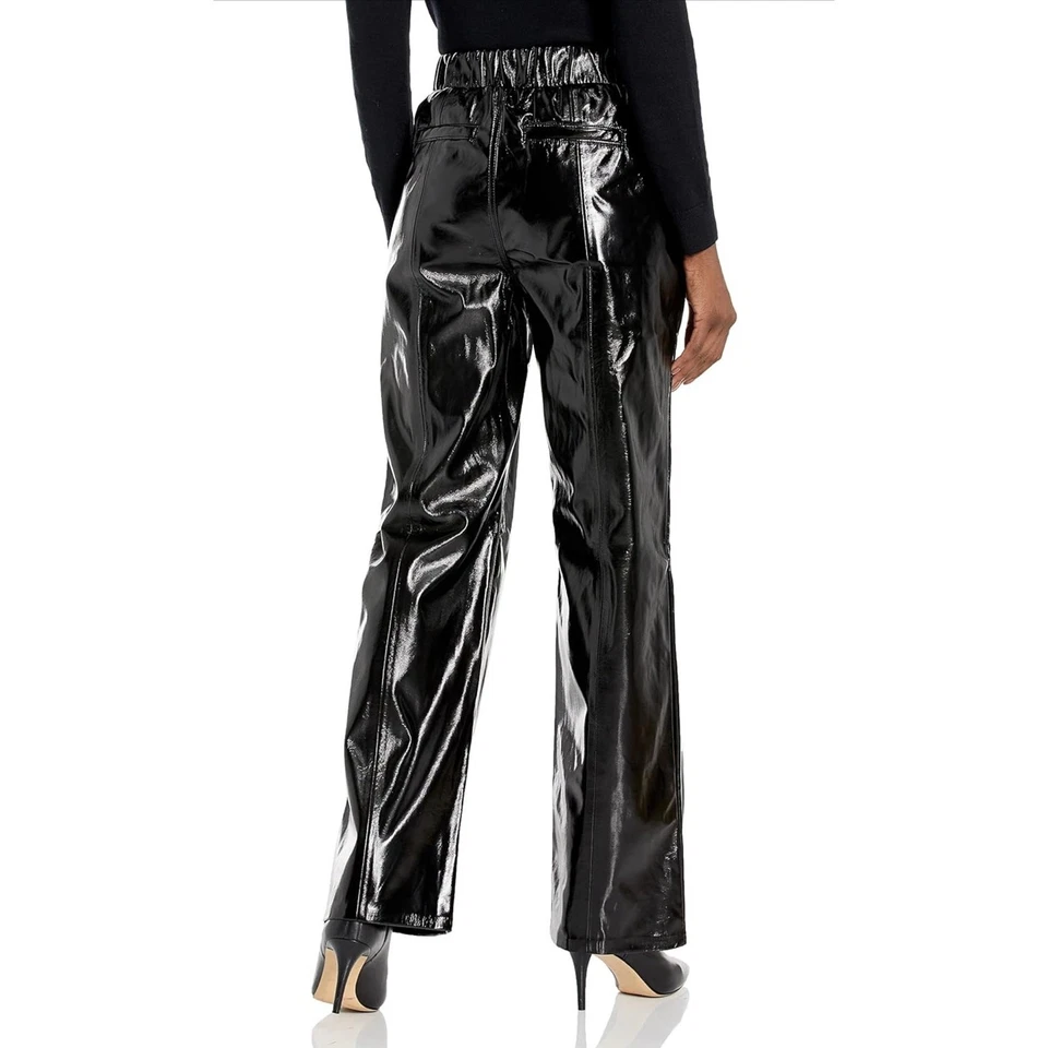 Pantalones BLANKNYC NUEVOS CON ETIQUETAS Negro Brillante Vegano Charol Pull-On Cintura Elástica Talla XL Foto 2 de 4