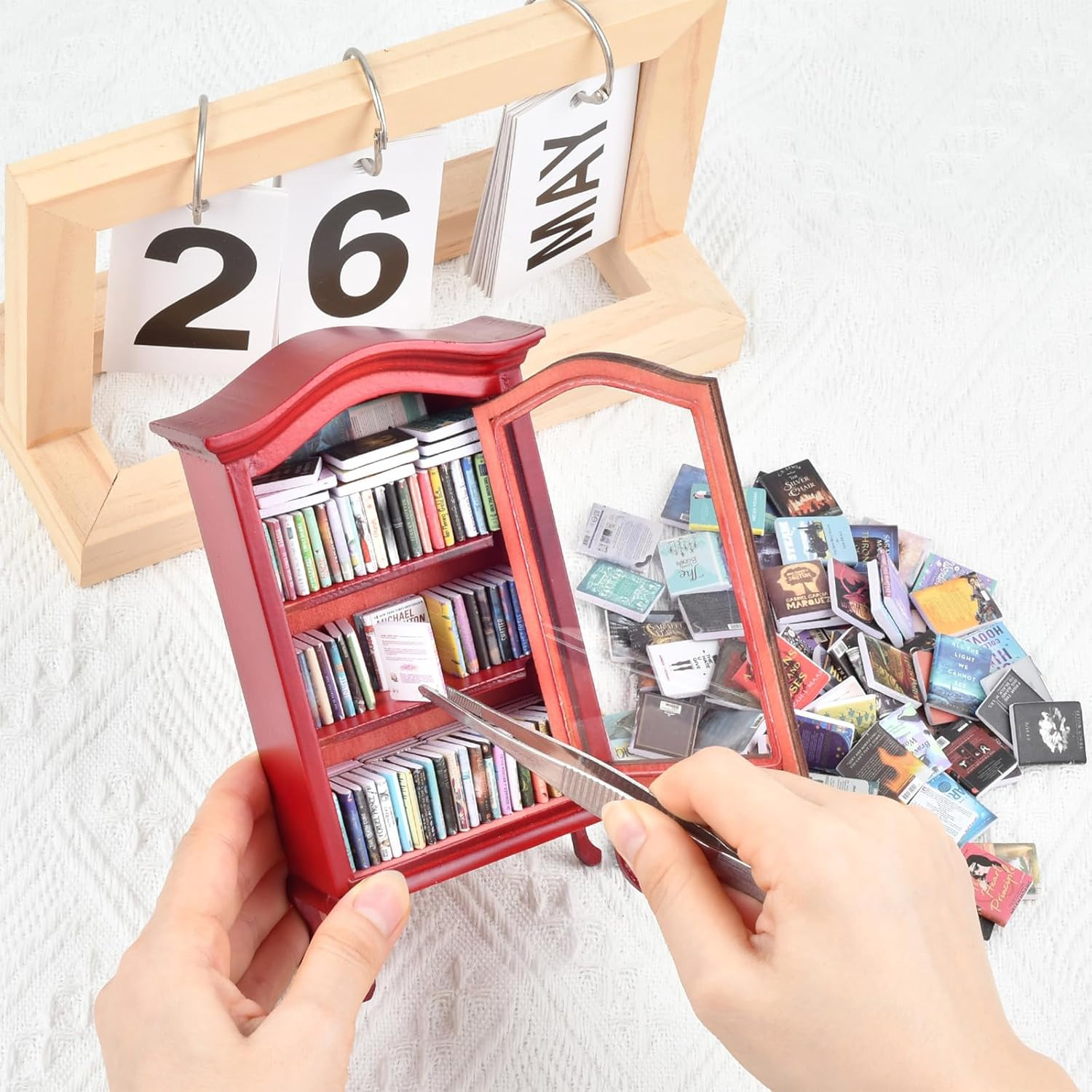 Anxiety Mini Bookshelf with Books, Stress Bookshelf Mini, Mini Book Shelf with B