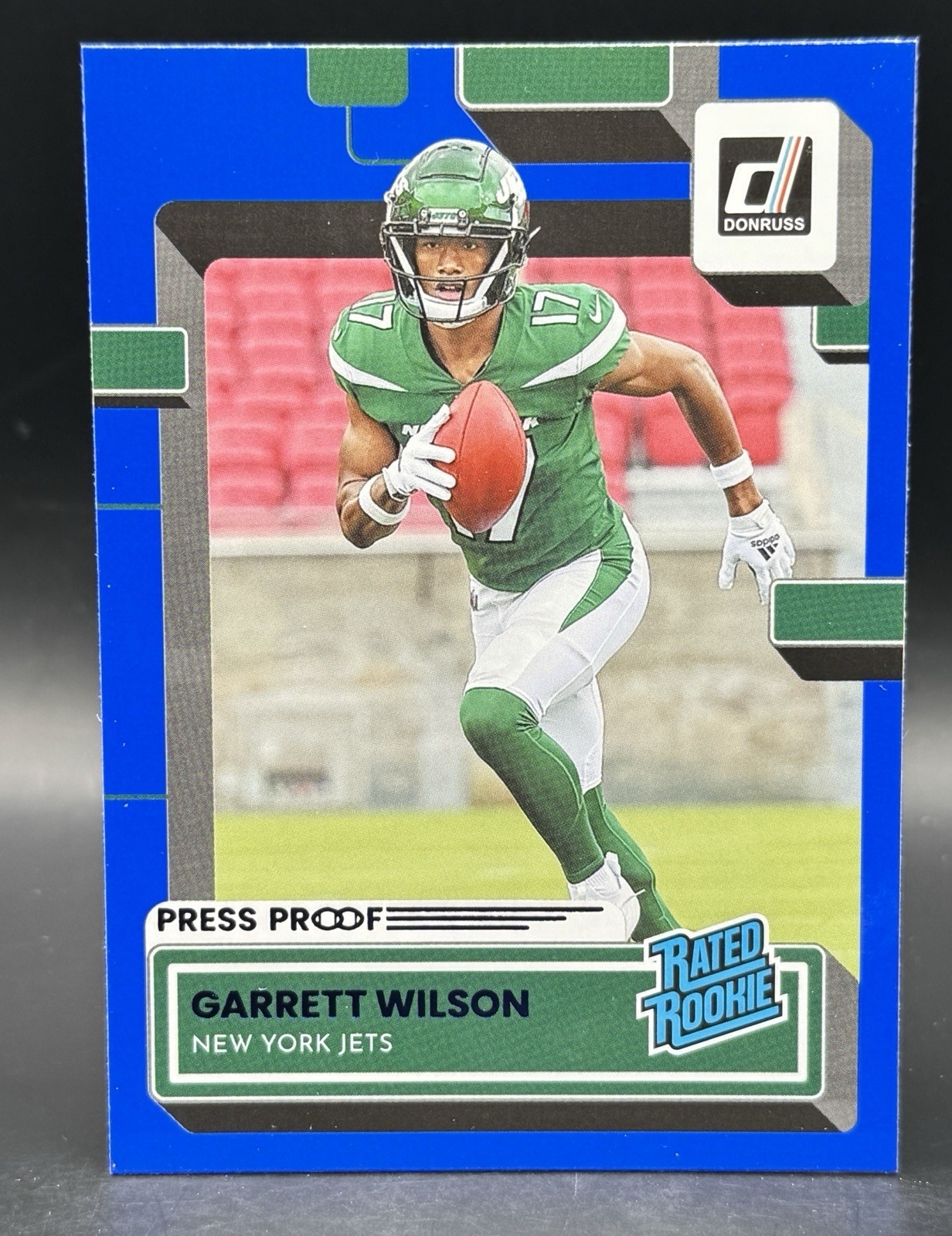 Garrett Wilson ~ 2022 Panini Donruss ~ Rated Rookie #306 ~ Press Proof Blue