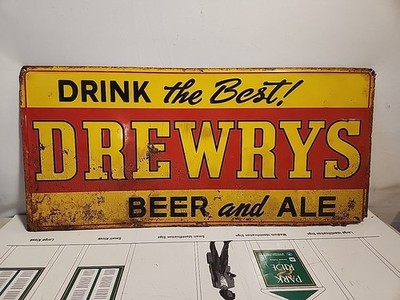 Original 50's Beer & Ale Advertising Sign Drink Drewrys Beer & Ale Pub & Bar