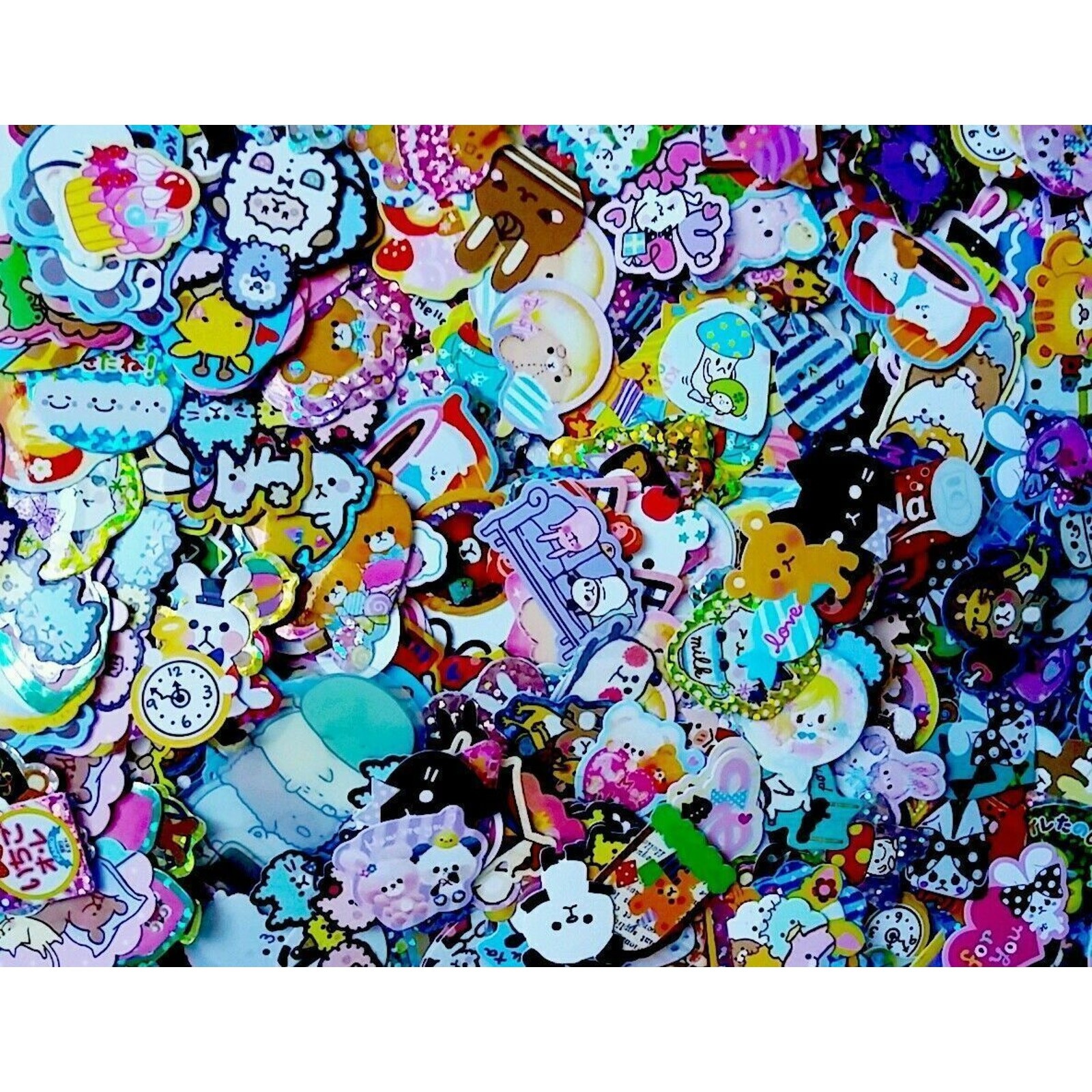 Kawaii Sticker flake 50 Lot Sack san-x Kamio Mind Wave Q-lia Crux + BONUS LOOK