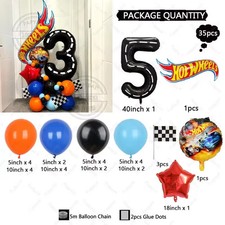 5. Geburtstag 35 Stück Hot Wheels Mottoparty Deko Racing Flamme Autos Luftballons