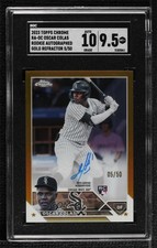 2023 Chrome Rookie Gold Refractor 5/50 Oscar Colas Colás SGC 9.5 Mint+ Auto 1j1o