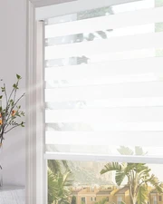 Blackout Zebra Blinds for Windows (22" W x 47" H, White) Cordless Zebra Shade...