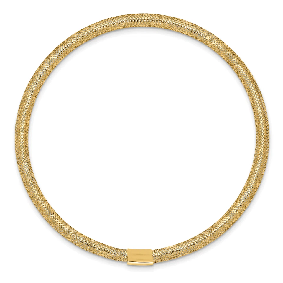 10K Solid Yellow Gold Stretch Popcorn Mesh Chain Bracelet - Image 2 of 4