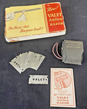 Gillette Valet Auto-Strop Gold Razor scatola originale con 8 rasoi vintage anni 50