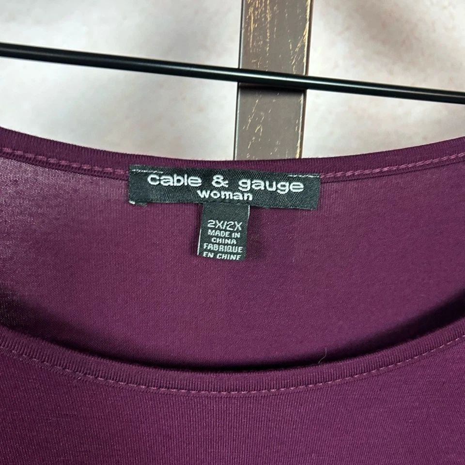 КАБЕЛЬ и КАЛИБР сливы кружева отделки романтический верхний размер 2 X богемное зубчатый трикотаж - Изображение 4 из 4