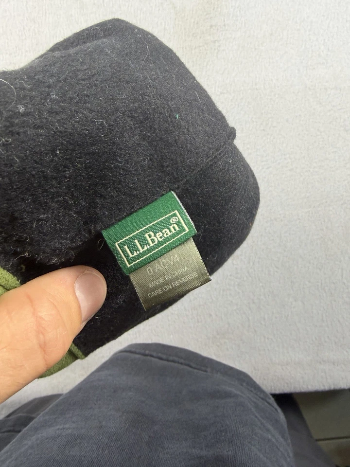 LL Bean Flame Pattern Beanie Fleece Cap Green/Black Kids Size Medium - Image 3 of 4