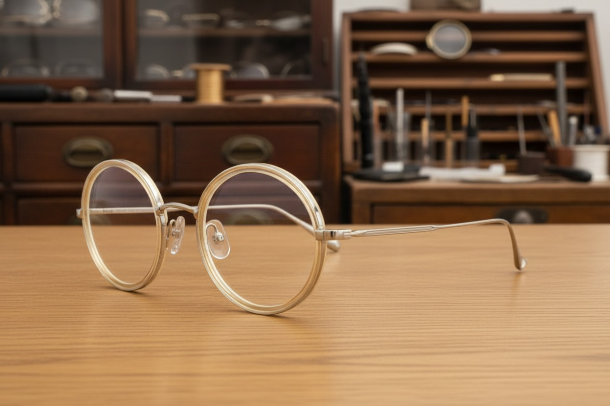 GARRETT LEIGHT EYEGLASS SILVER GOLD ROUND PLAYA 48-24-145
