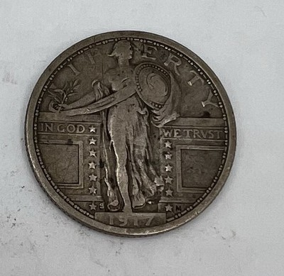 1917 S Type I US Standing Liberty SILVER Quarter VG to FINE Coin