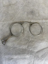 Antique Sterling Lorgnette Folding Pince Nez Opera Glass Excellent Condition