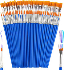 Small Paint Brushes Bulk, 110 Pcs Flat Tip Round Acrylic Paint Brushes for Kids