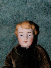 Antique 6” All Bisque Boy Doll #160 Molded Blonde Hair Double Strap Shoes