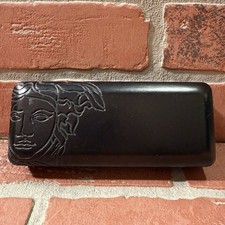 VTG VERSACE MEDUSA BLACK GLASSES HARD CASE EMBOSSED LOGO