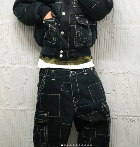 Supreme True Religion Patchwork Cargo Pant Black Denim Size 34