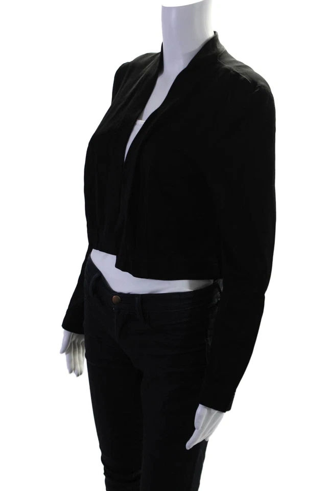 Chaqueta corta Tadashi para mujer manga larga frente abierto negra talla M Foto 2 de 4