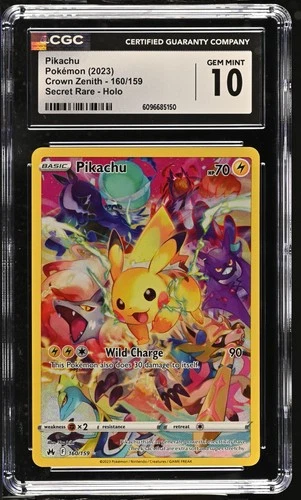PIKACHU Crown Zenith Holo Rare #160 CGC 10 Pokemon [Nostalgium]