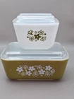 Vintage Pyrex Spring Blossom Refridgerator Set Crazy Daisy W/lid Set Of 2