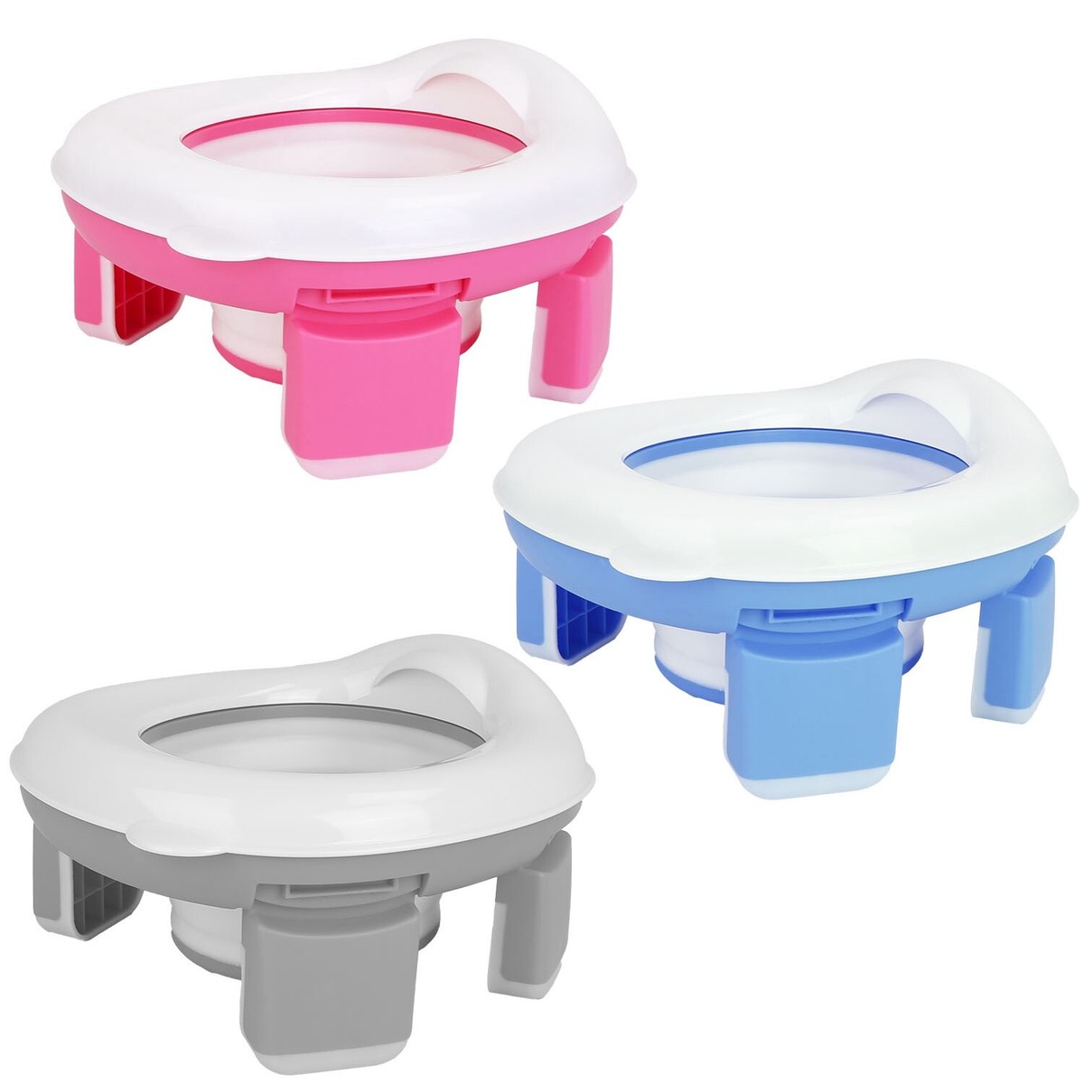 Baby Potty Training Seat - Adjustable Foldable Toilet Seat With Step For Toddlers