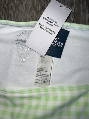 Hollister Bikini Bottoms Size Large New Tags Green White Checks - Picture 6 of 9