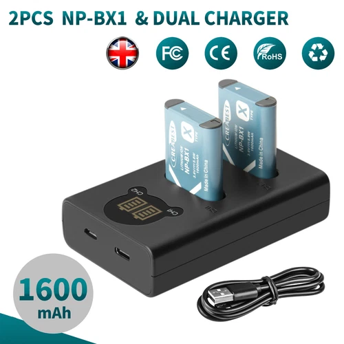 2x NP-BX1 Batterie et Chargeur pour Sony Cyber-shot DSC-RX100 HDR-AS10 AS20 CX240