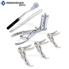 Mathieu Speculum, Hegar Dilator Black Pinwheel & 3 Graves Vaginal Speculums 