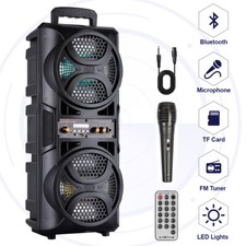 3000W Portable Party Bluetooth Speaker Dual 6.5" Loud Speaker Rechargeable w/Mic