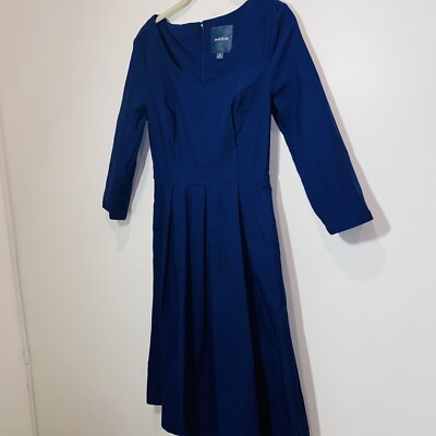 slim fit dress slacks Navy Blue Warm Cotton Waffle Fit and Flare Short Dress 28