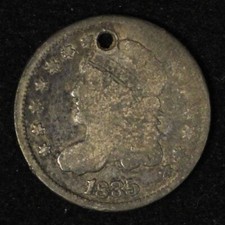 1835 5c Capped Bust Half Dime - Holed - Free Shipping USA